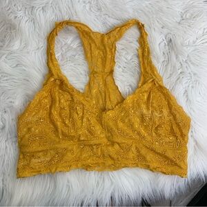 French Affair Yellow Lace Bralette Size M